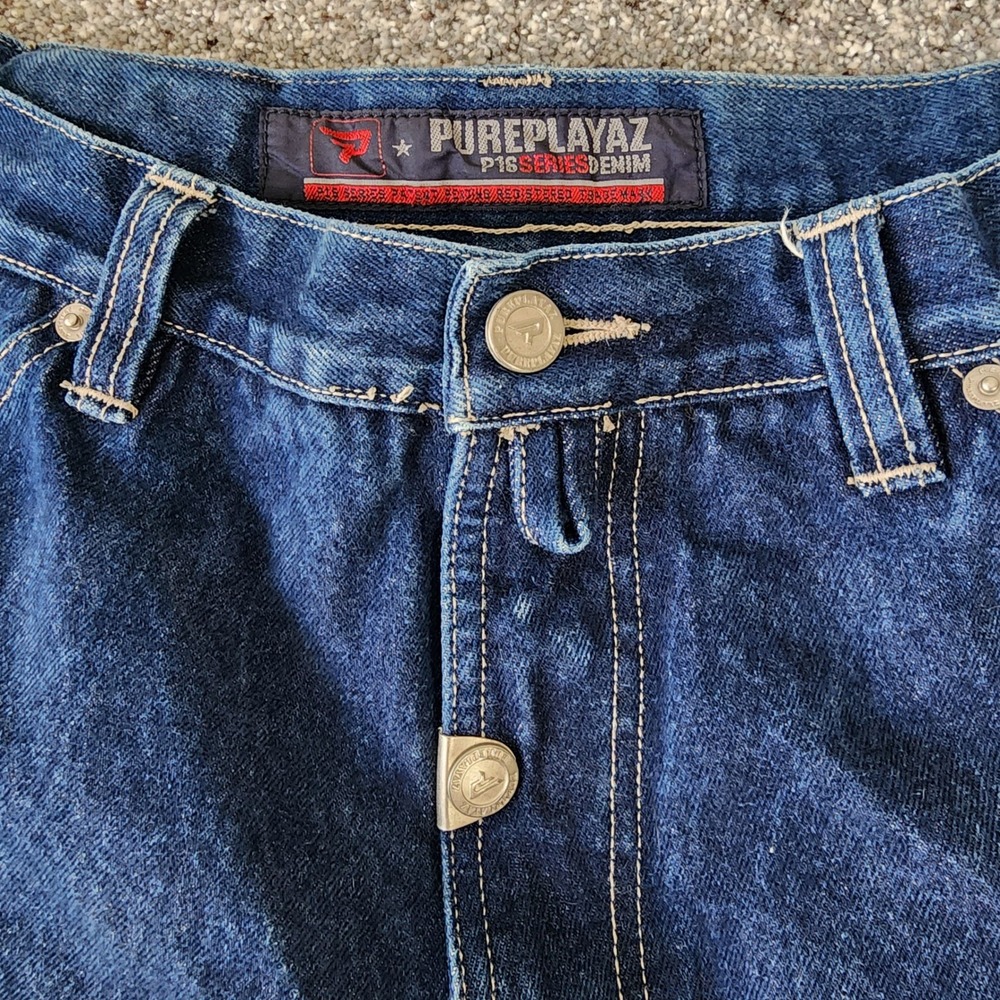 Pure Playaz Carpenter Jeans Mens 34x32 Baggy Y2K P18‎ Series Wide Leg Denim GUC - Picture 5 of 16